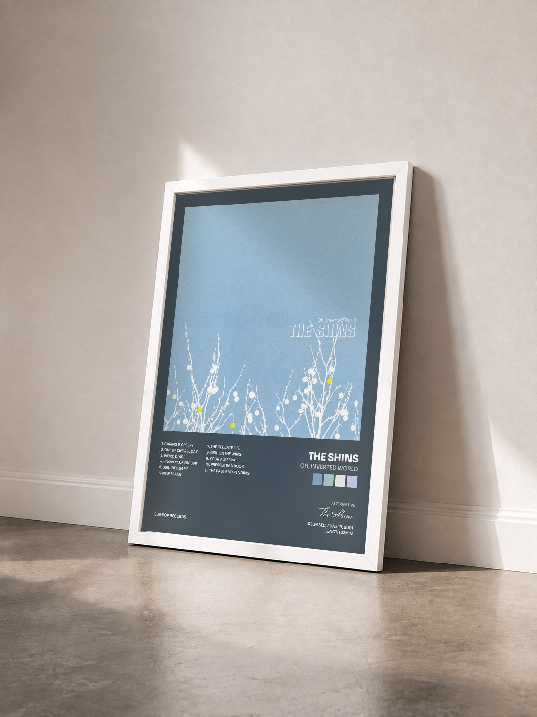 #blanc Tableau de l'album Oh, Inverted World de The Shins vu de trois quarts, cadre blanc