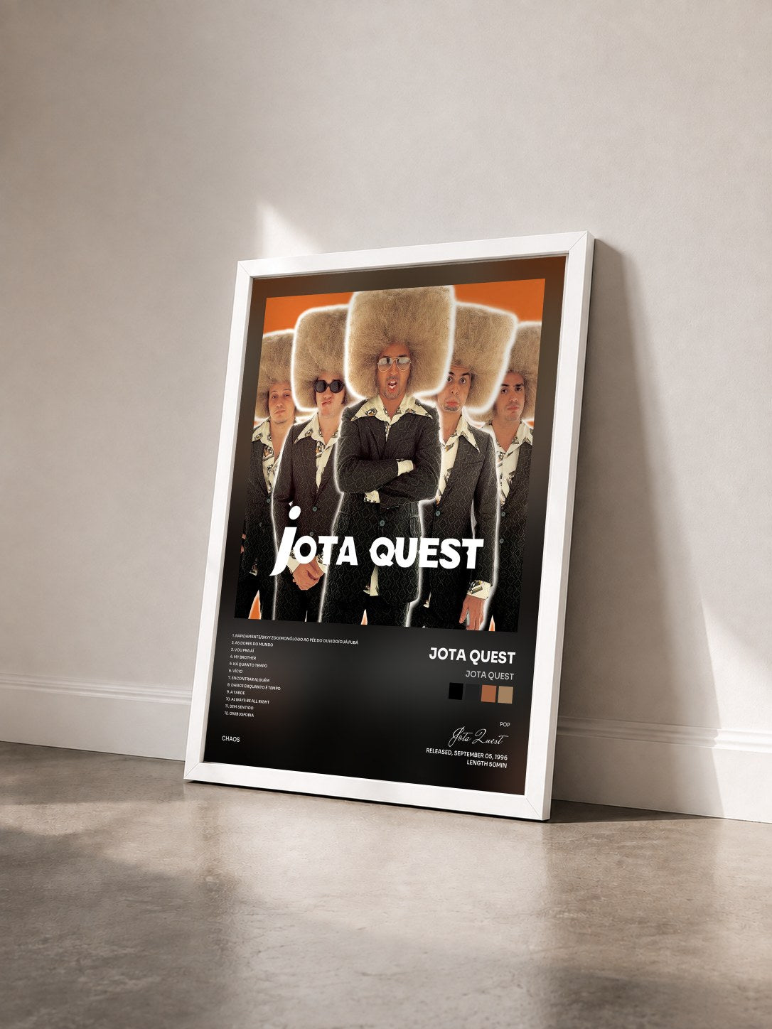 #blanc Tableau de l'album Jota Quest de Jota Quest vu de trois quarts, cadre blanc