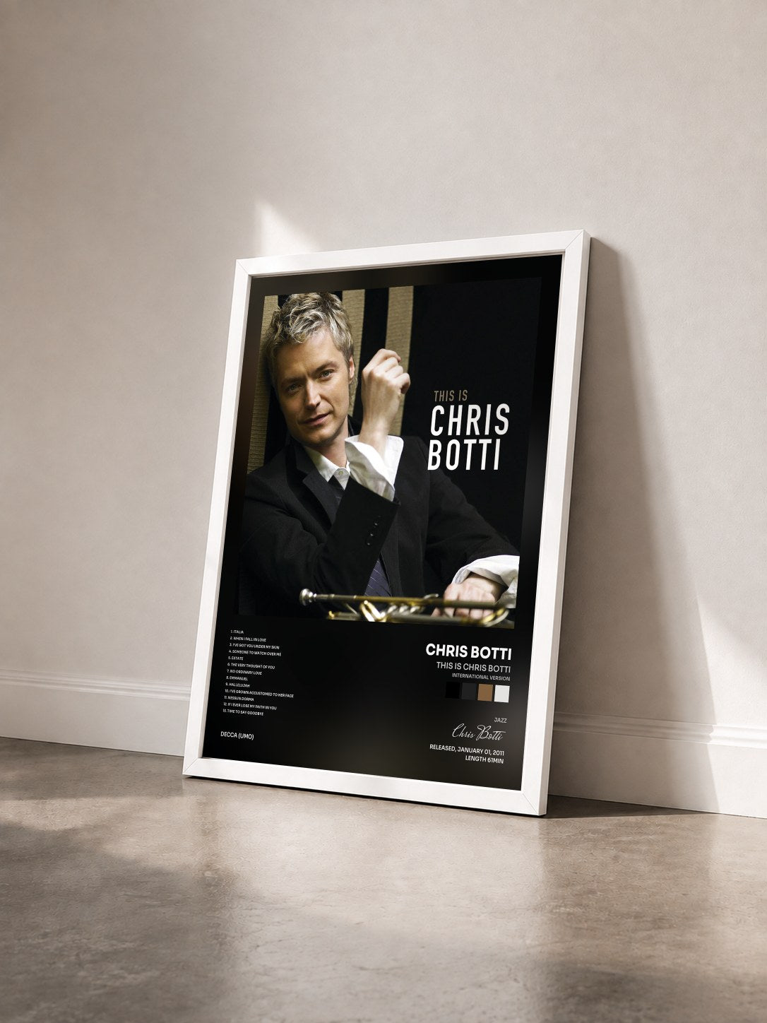 #blanc Tableau de l'album This is Chris Botti (International Version) de Chris Botti vu de trois quarts, cadre blanc