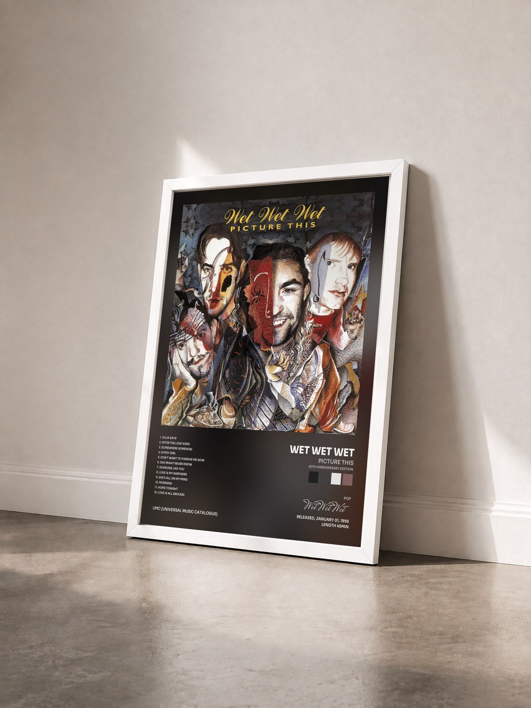#blanc Tableau de l'album Picture This (20th Anniversary Edition) de Wet Wet Wet vu de trois quarts, cadre blanc