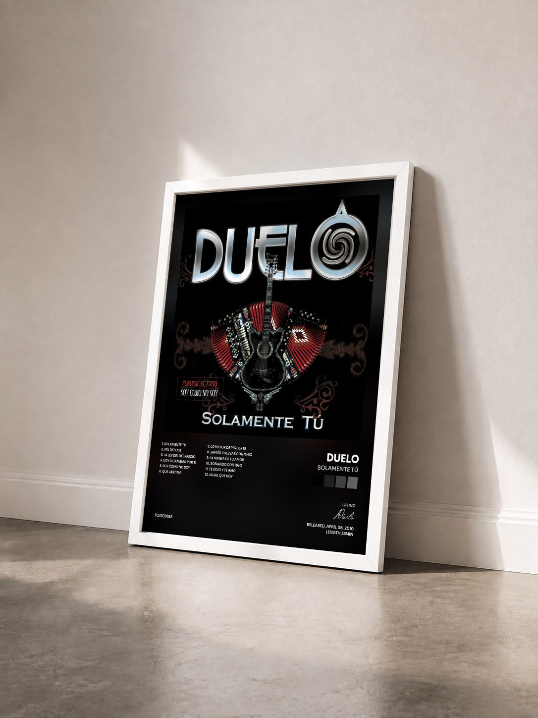 #blanc Tableau de l'album Solamente Tú de Duelo vu de trois quarts, cadre blanc