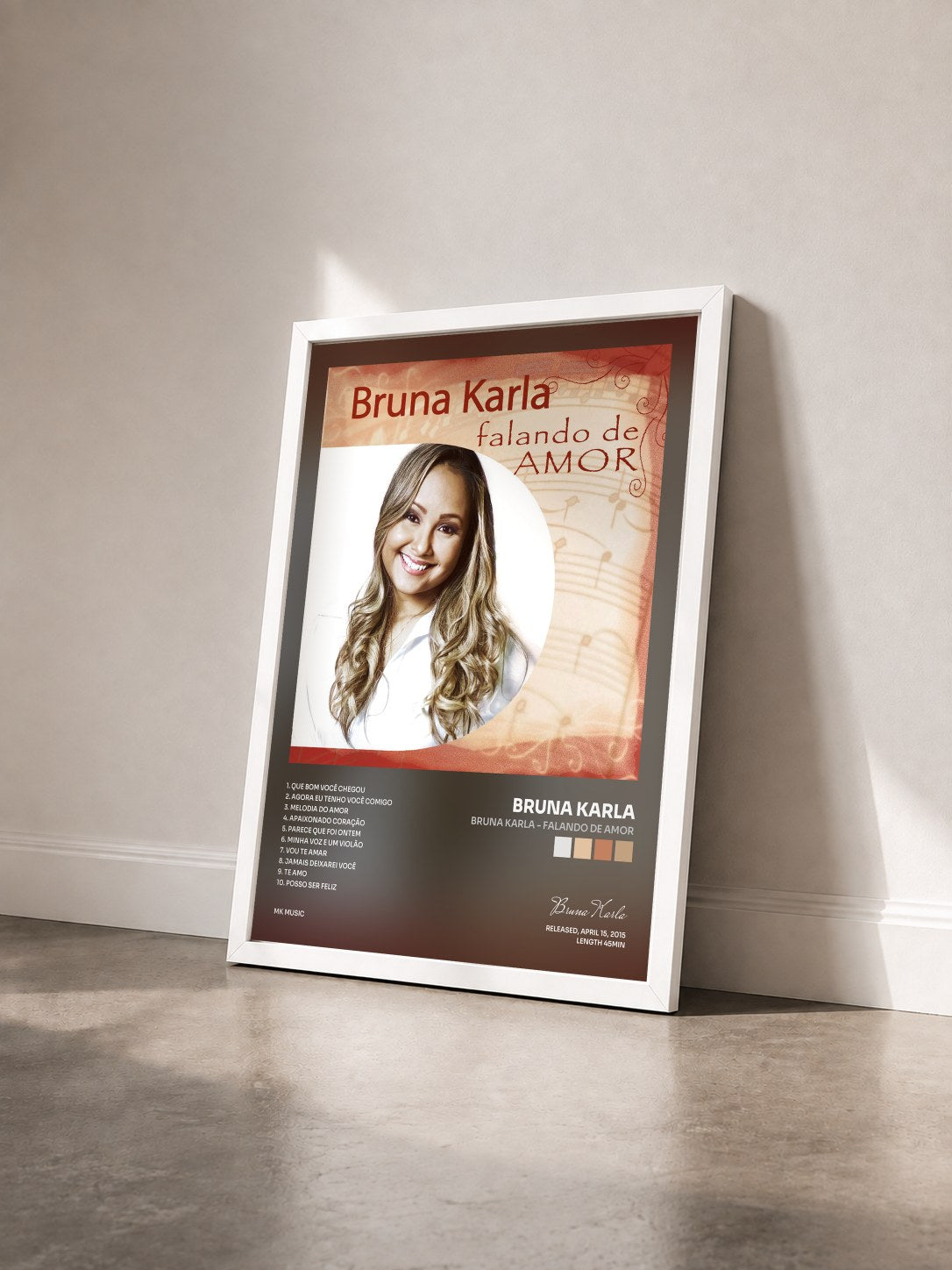 #blanc Tableau de l'album Bruna Karla - Falando de Amor de Bruna Karla vu de trois quarts, cadre blanc