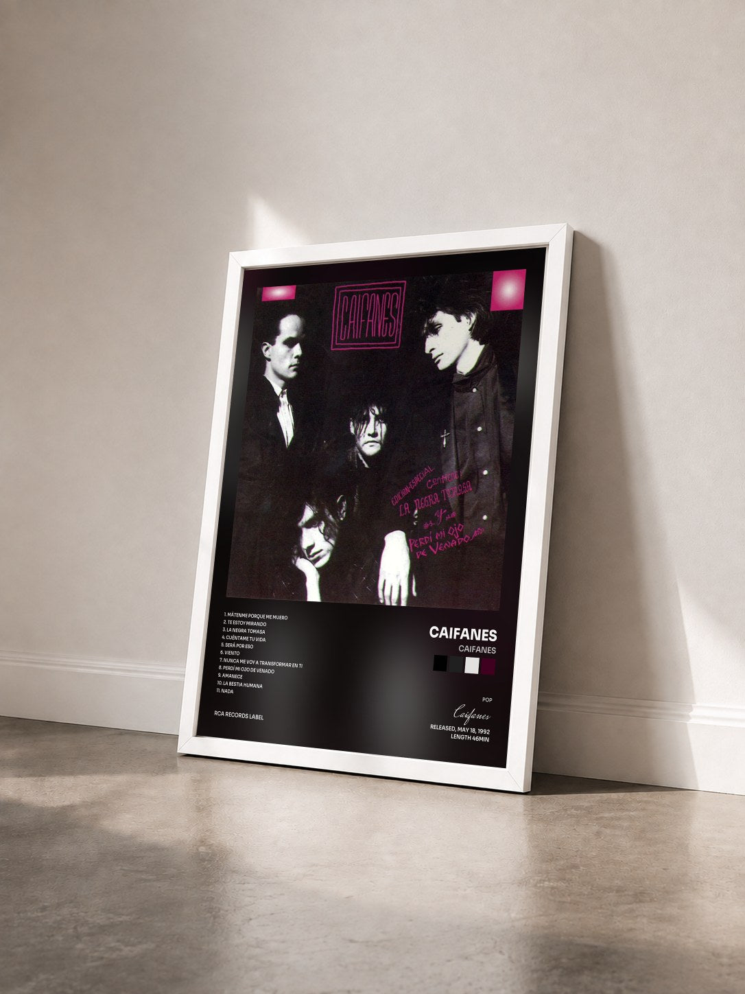 #blanc Tableau de l'album Caifanes de Caifanes vu de trois quarts, cadre blanc