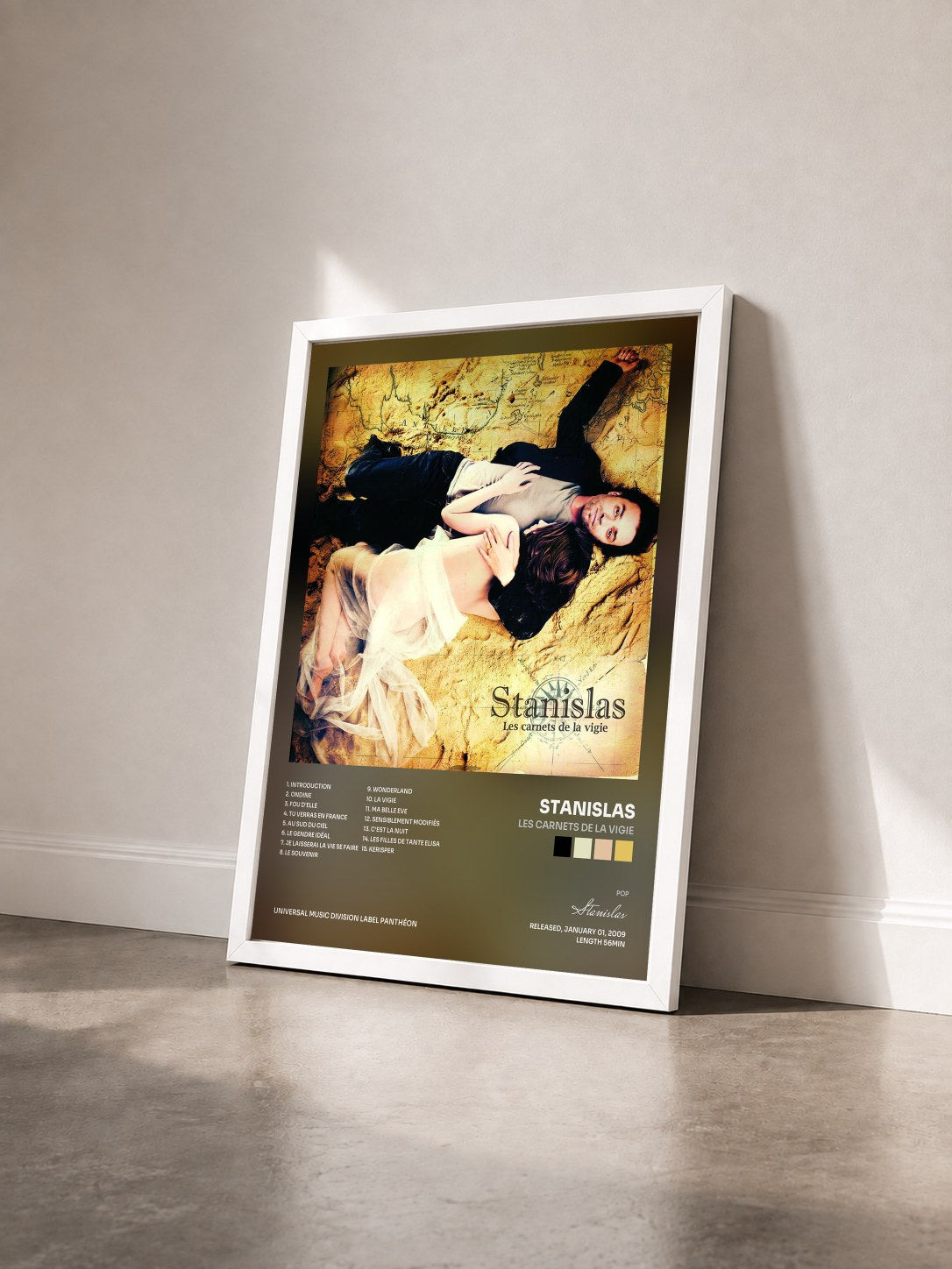 #blanc Tableau de l'album Les Carnets De La Vigie de Stanislas vu de trois quarts, cadre blanc