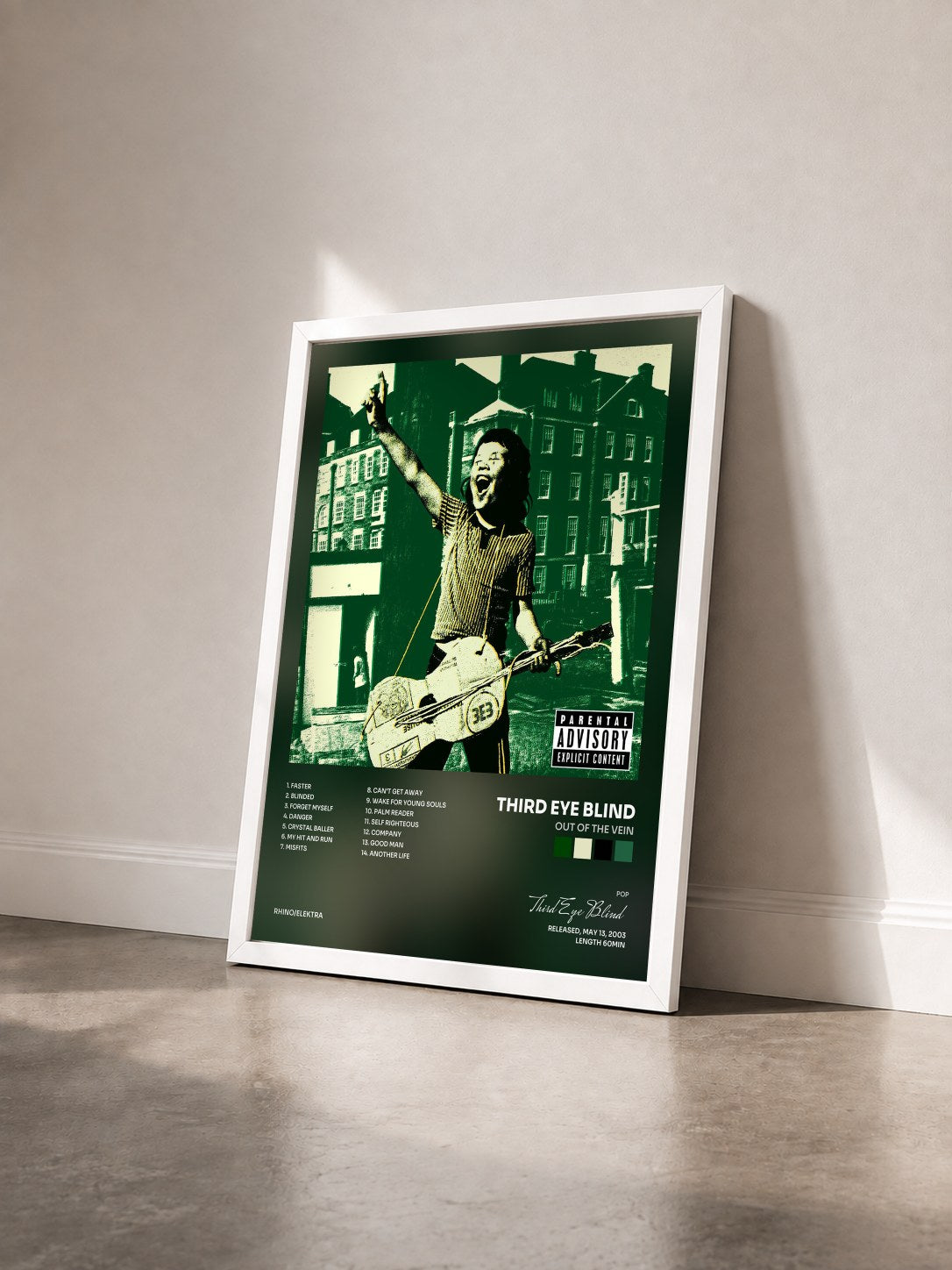 #blanc Tableau de l'album Out of the Vein de Third Eye Blind vu de trois quarts, cadre blanc