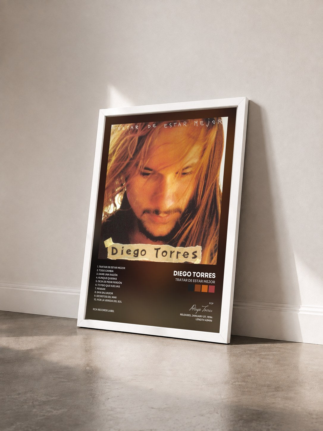 #blanc Tableau de l'album Tratar De Estar Mejor de Diego Torres vu de trois quarts, cadre blanc