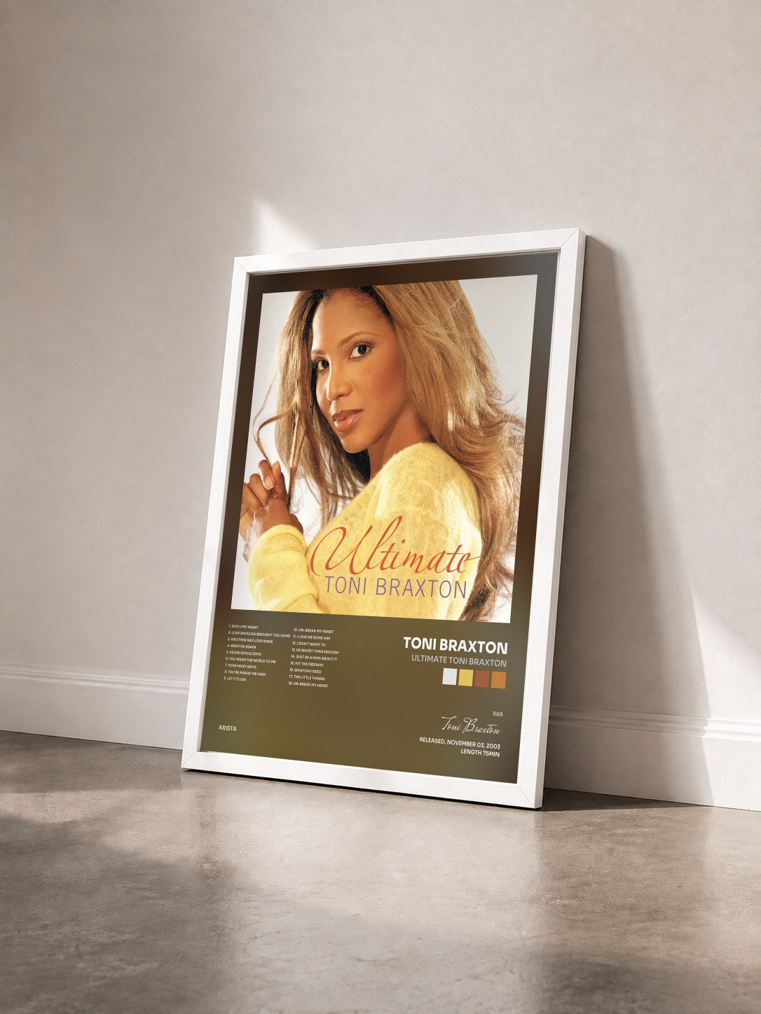 #blanc Tableau de l'album Ultimate Toni Braxton de Toni Braxton vu de trois quarts, cadre blanc