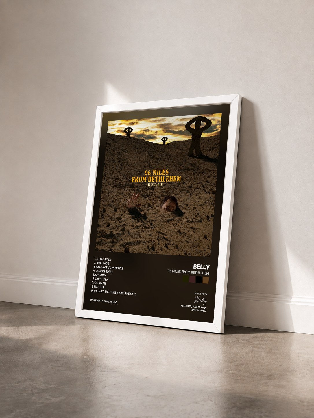 #blanc Tableau de l'album 96 Miles From Bethlehem de Belly vu de trois quarts, cadre blanc