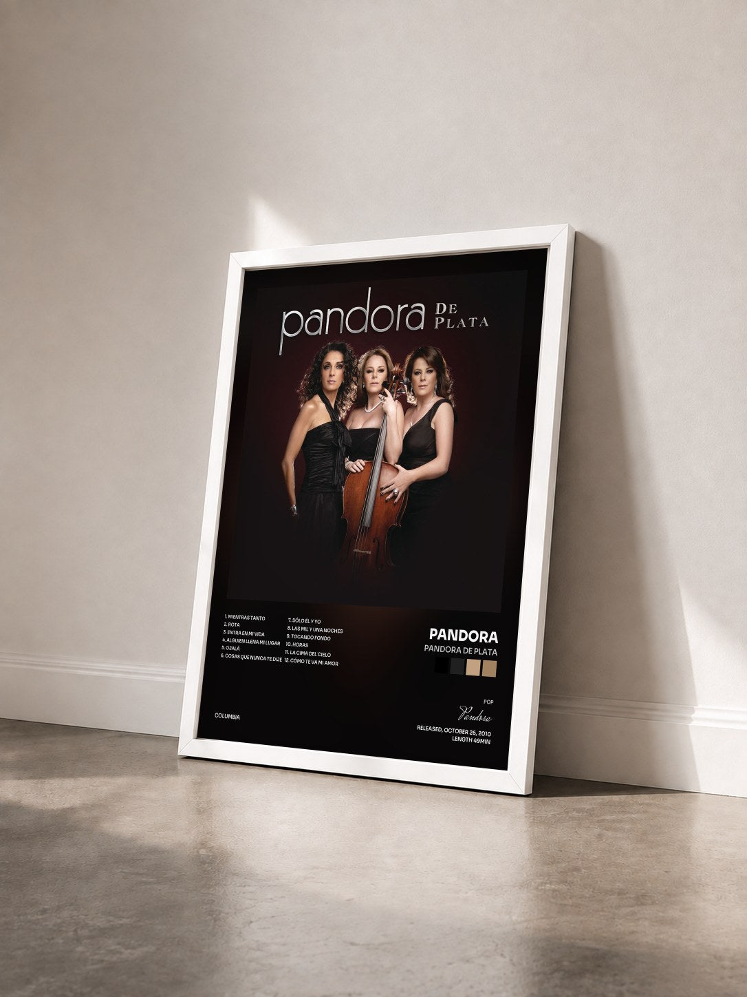 #blanc Tableau de l'album Pandora de Plata de Pandora vu de trois quarts, cadre blanc