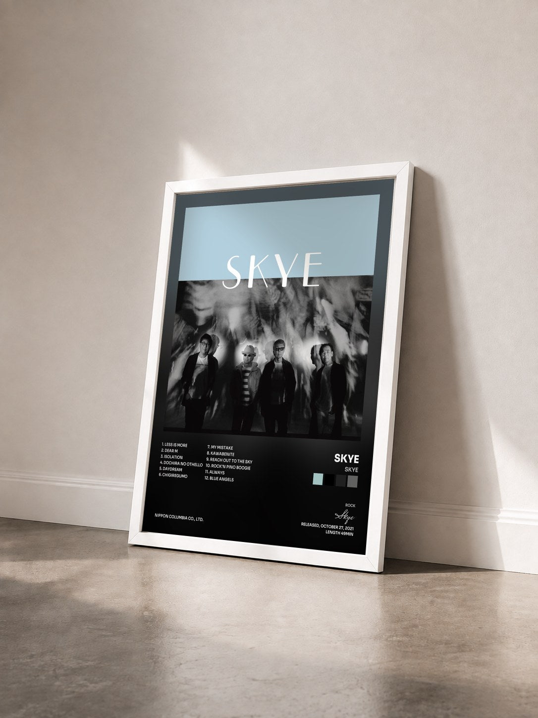 #blanc Tableau de l'album Skye de Skye vu de trois quarts, cadre blanc