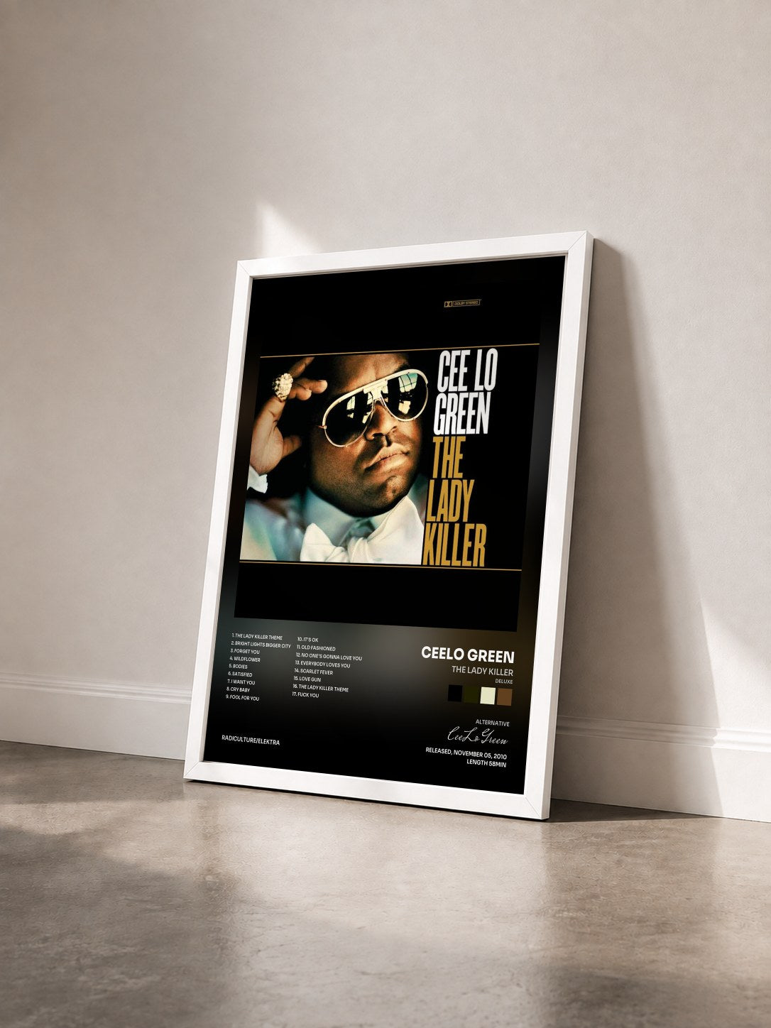 #blanc Tableau de l'album The Lady Killer (Deluxe) de CeeLo Green vu de trois quarts, cadre blanc