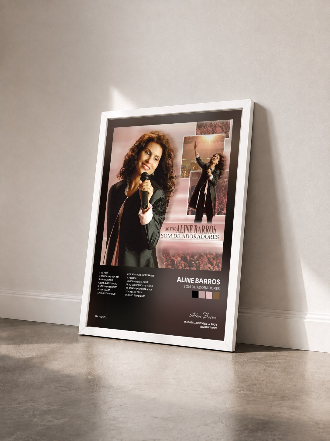 #blanc Tableau de l'album Som de Adoradores de Aline Barros vu de trois quarts, cadre blanc