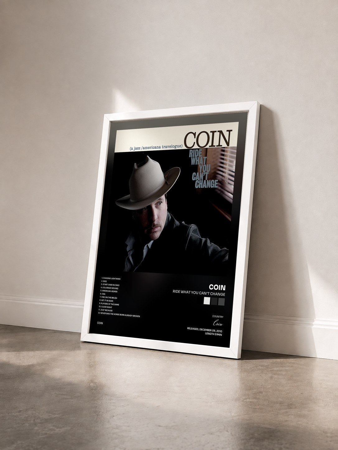 #blanc Tableau de l'album Ride What You Can't Change de Coin vu de trois quarts, cadre blanc