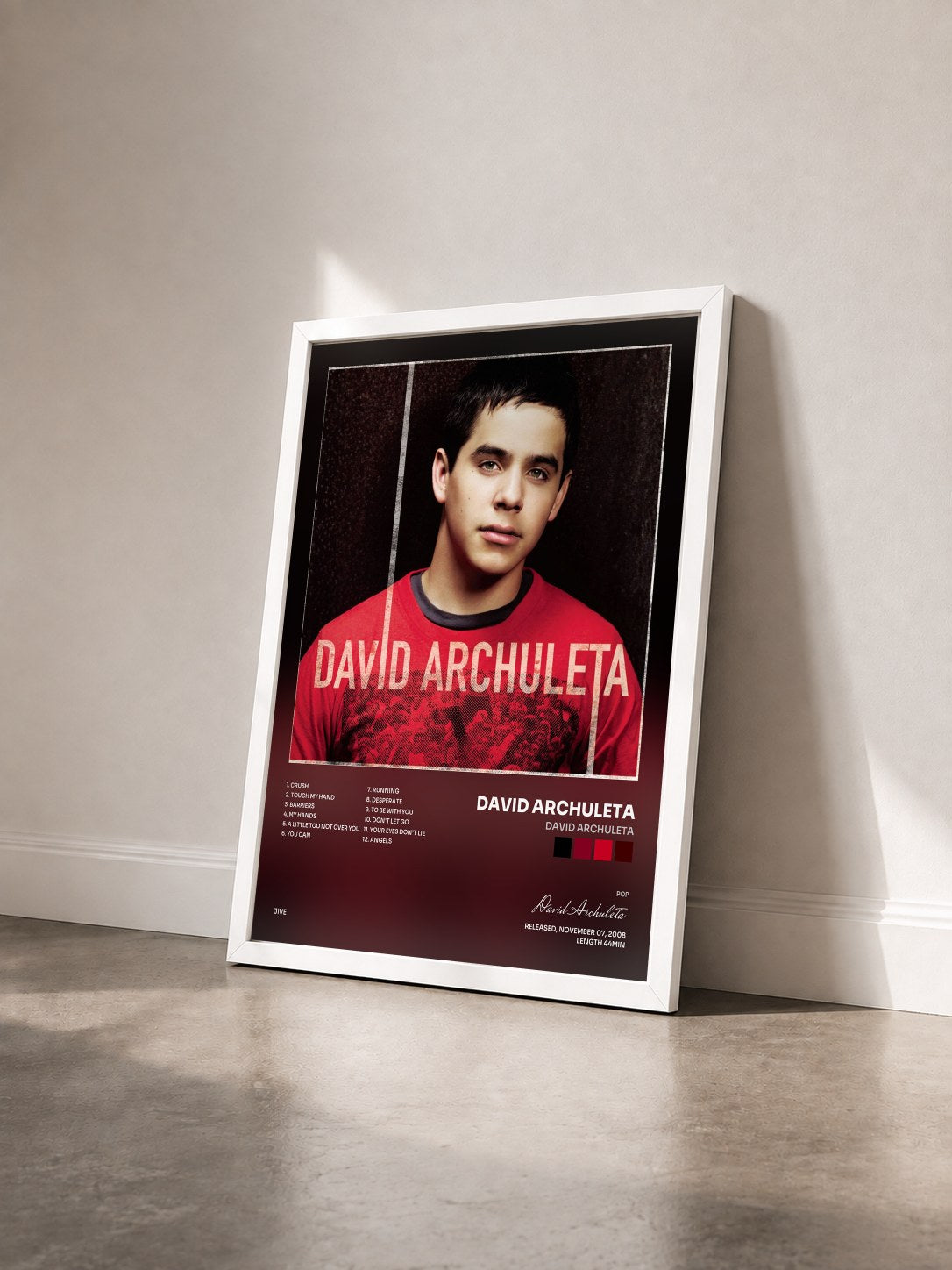 #blanc Tableau de l'album David Archuleta de David Archuleta vu de trois quarts, cadre blanc