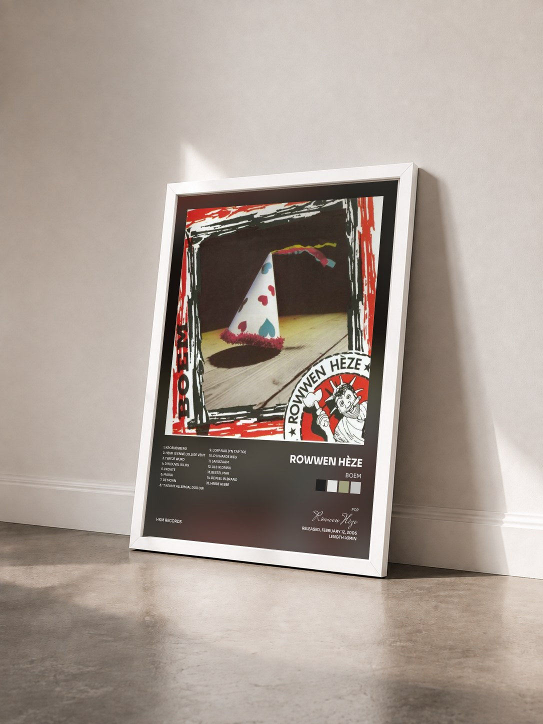 #blanc Tableau de l'album Boem de Rowwen Hèze vu de trois quarts, cadre blanc
