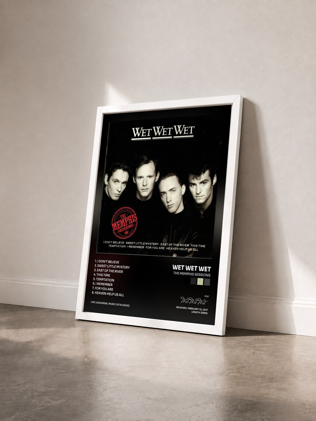 #blanc Tableau de l'album The Memphis Sessions de Wet Wet Wet vu de trois quarts, cadre blanc