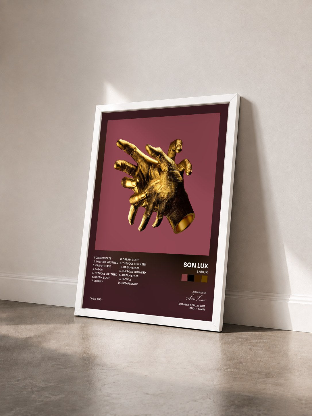 #blanc Tableau de l'album Labor de Son Lux vu de trois quarts, cadre blanc