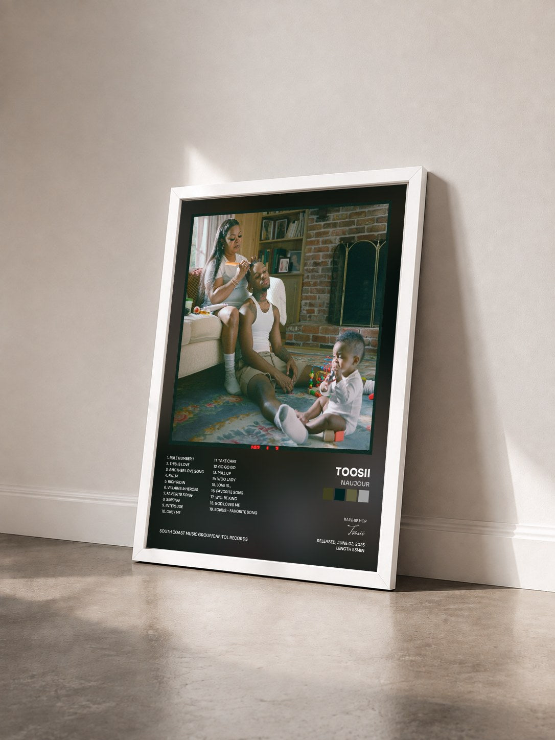 #blanc Tableau de l'album NAUJOUR de Toosii vu de trois quarts, cadre blanc