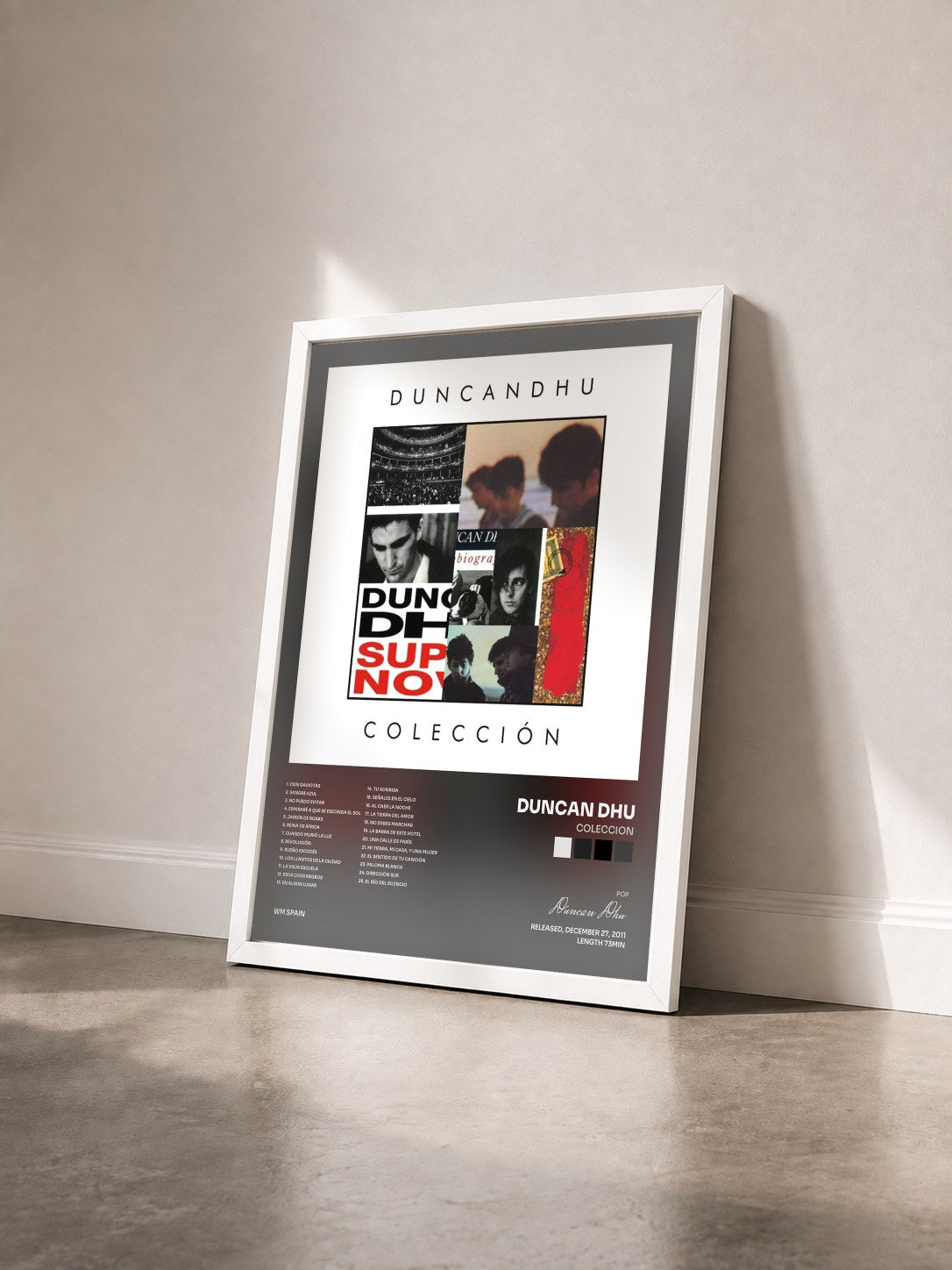 #blanc Tableau de l'album Coleccion de Duncan Dhu vu de trois quarts, cadre blanc