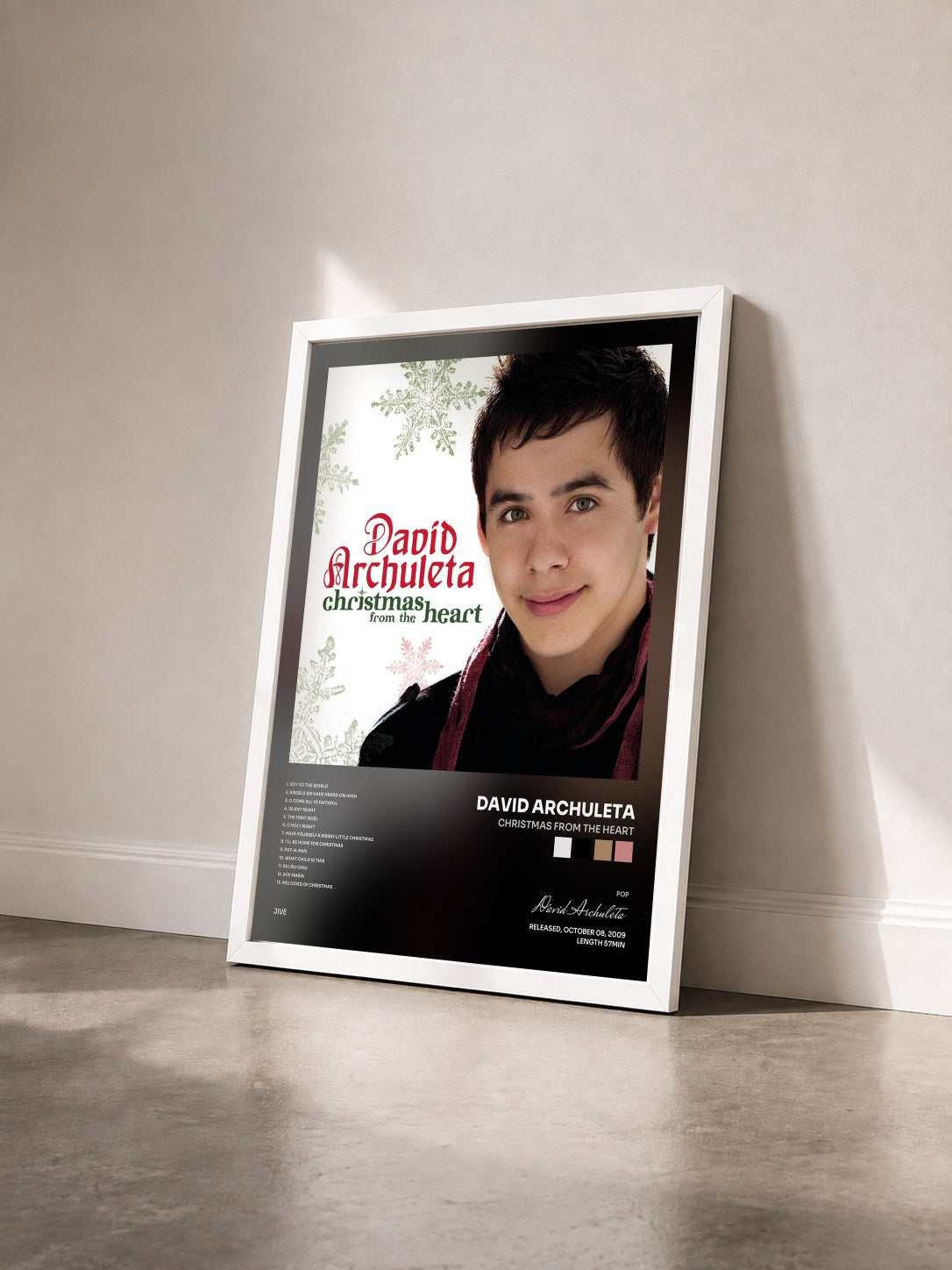 #blanc Tableau de l'album Christmas From The Heart de David Archuleta vu de trois quarts, cadre blanc