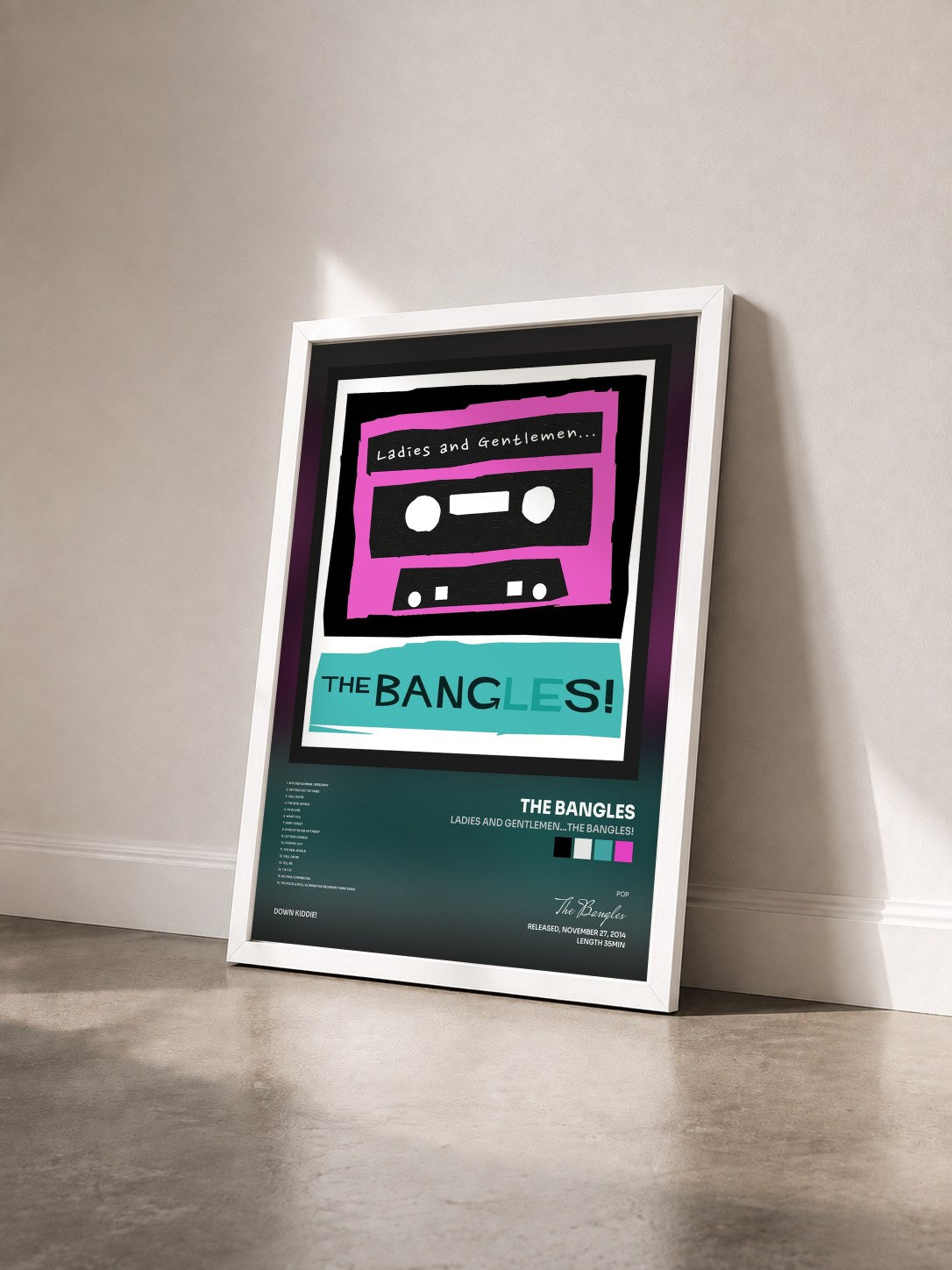 #blanc Tableau de l'album Ladies and Gentlemen...The Bangles! de The Bangles vu de trois quarts, cadre blanc