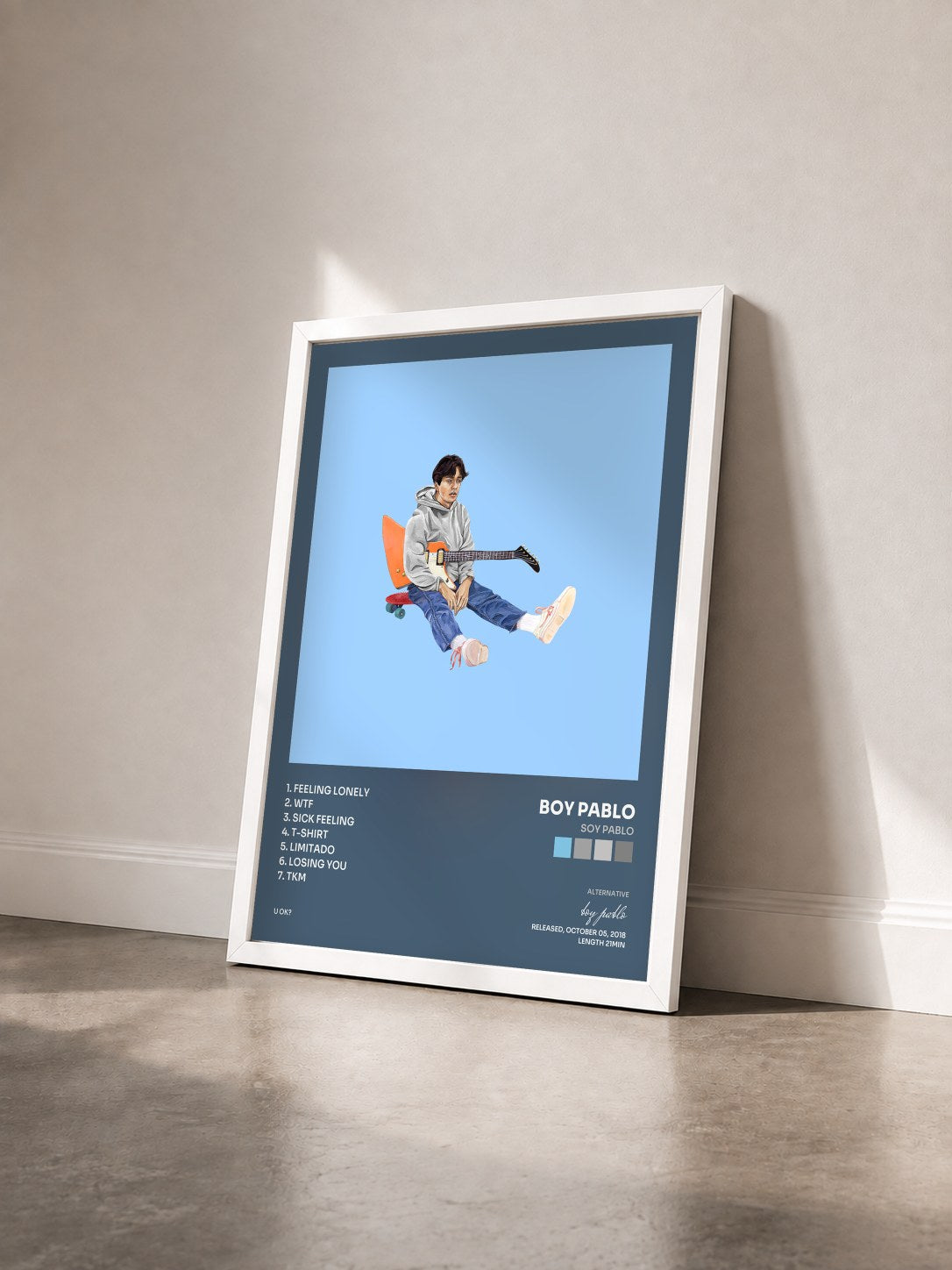 #blanc Tableau de l'album Soy Pablo de boy pablo vu de trois quarts, cadre blanc