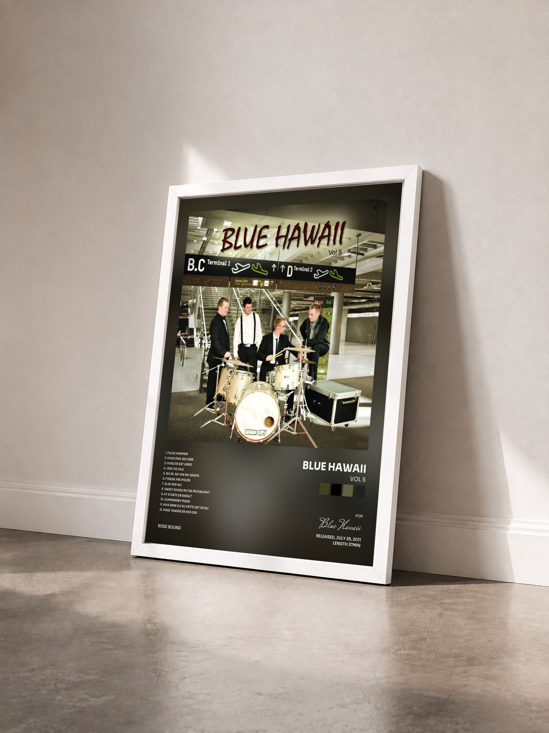 #blanc Tableau de l'album Vol 5 de Blue Hawaii vu de trois quarts, cadre blanc