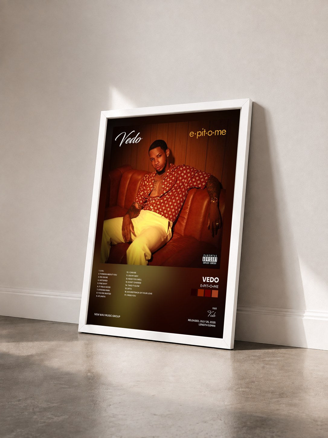#blanc Tableau de l'album e•pit•o•me de Vedo vu de trois quarts, cadre blanc