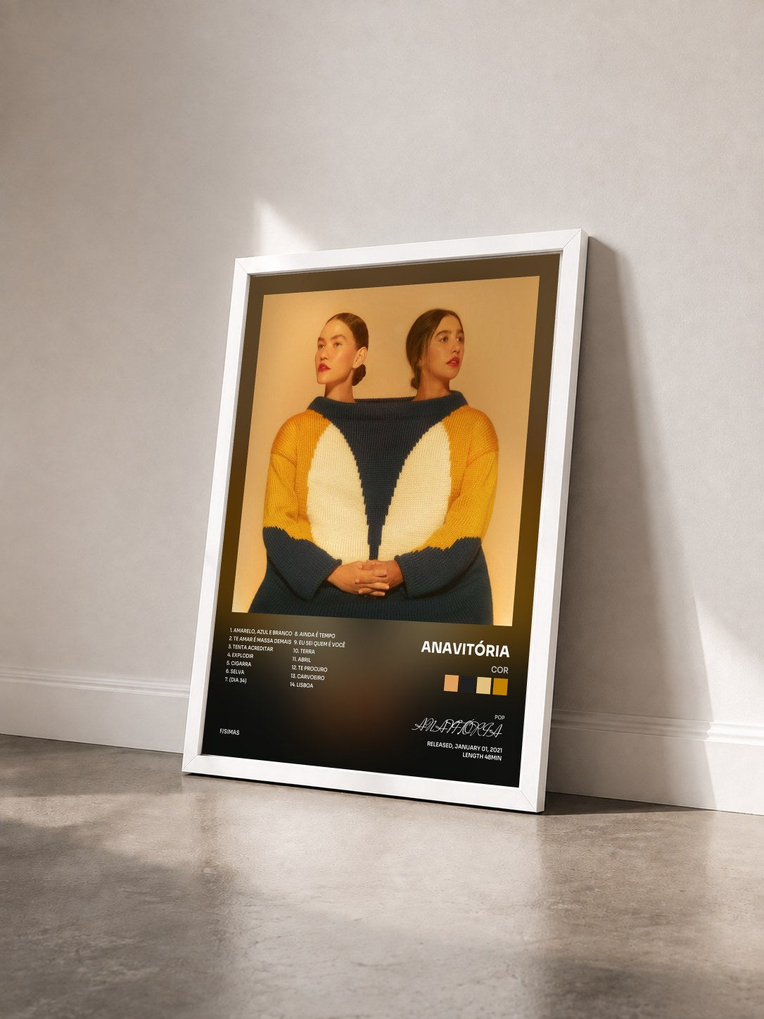 #blanc Tableau de l'album COR de ANAVITÓRIA vu de trois quarts, cadre blanc