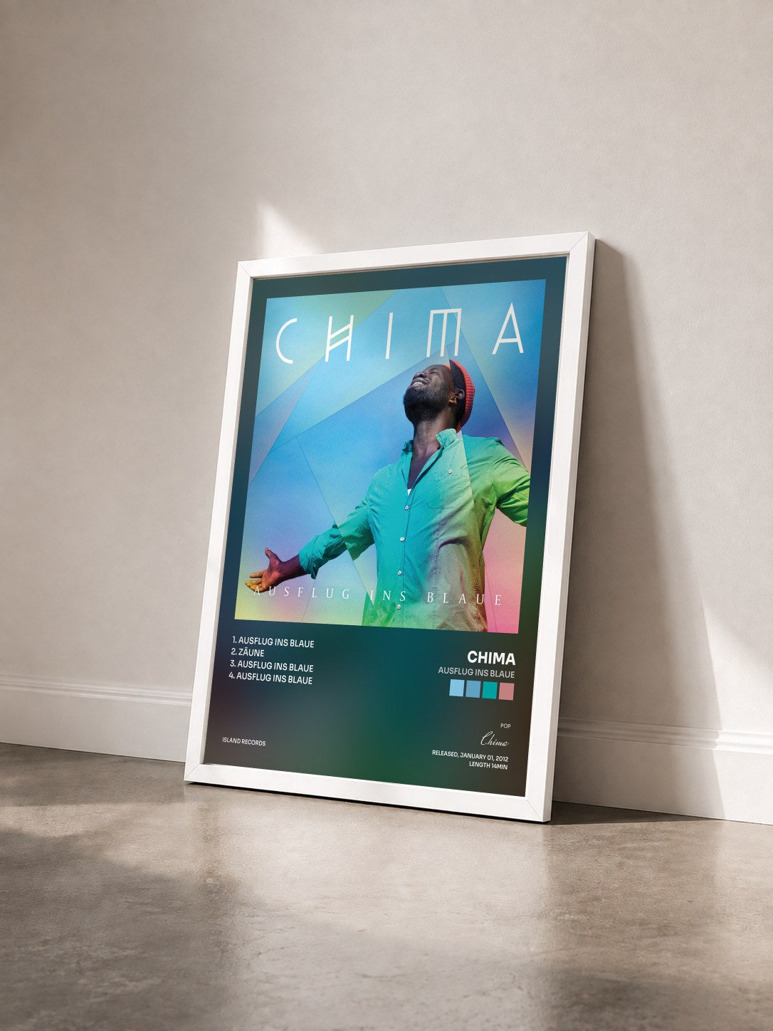 #blanc Tableau de l'album Ausflug ins Blaue de Chima vu de trois quarts, cadre blanc