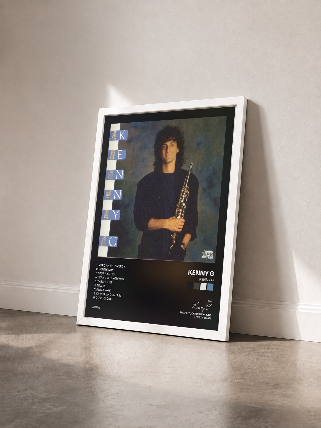 #blanc Tableau de l'album Kenny G de Kenny G vu de trois quarts, cadre blanc
