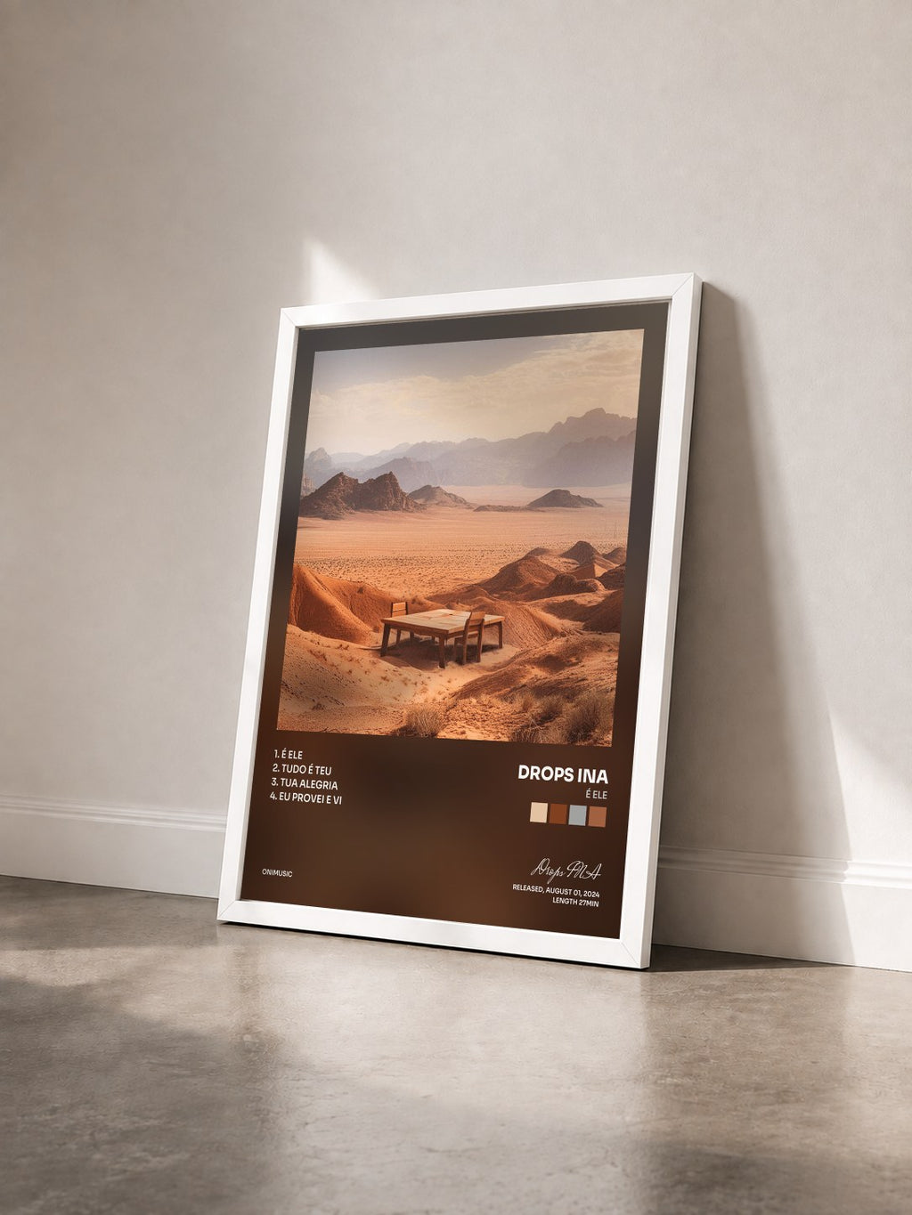 #blanc É Ele by Drops INA as a framed art print seen at an angle, white frame
