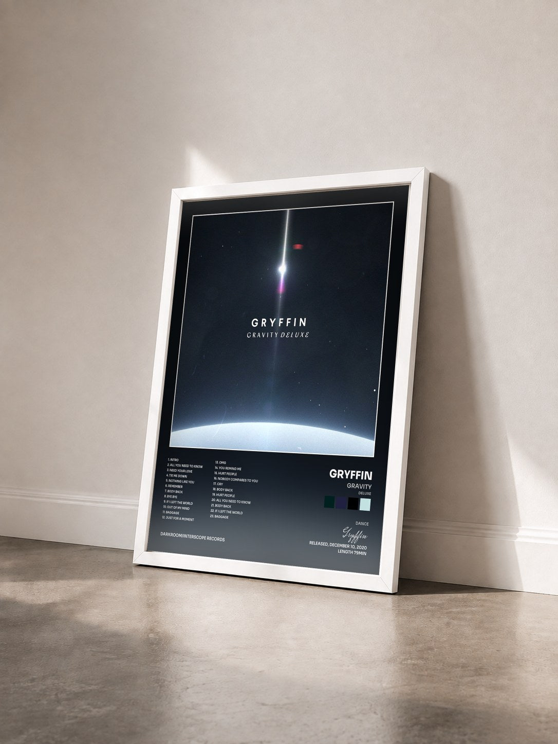 #blanc Tableau de l'album Gravity (Deluxe) de Gryffin vu de trois quarts, cadre blanc