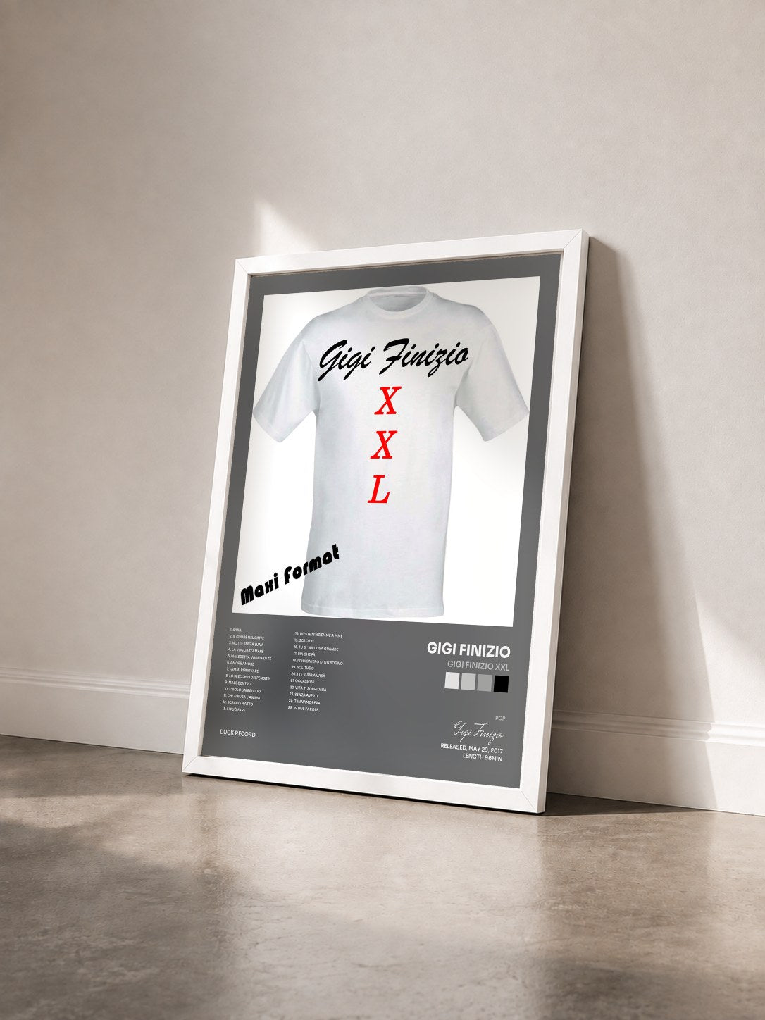 #blanc Tableau de l'album Gigi Finizio XXL de Gigi Finizio vu de trois quarts, cadre blanc