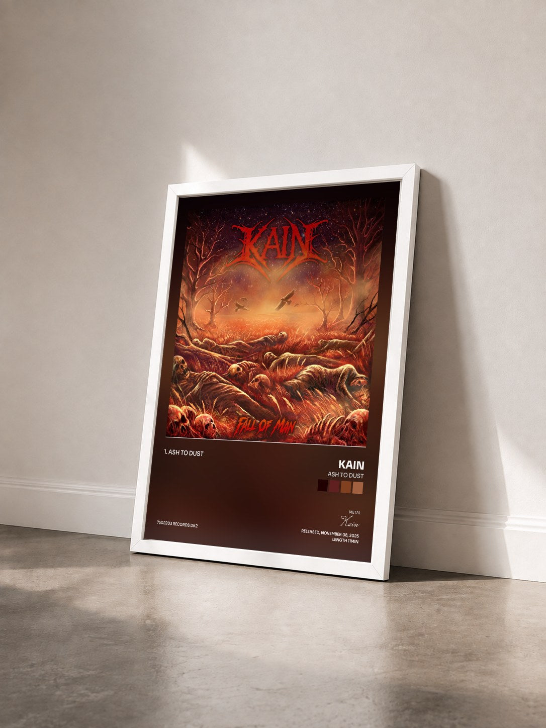 #blanc Tableau de l'album Ash To Dust de Kain vu de trois quarts, cadre blanc