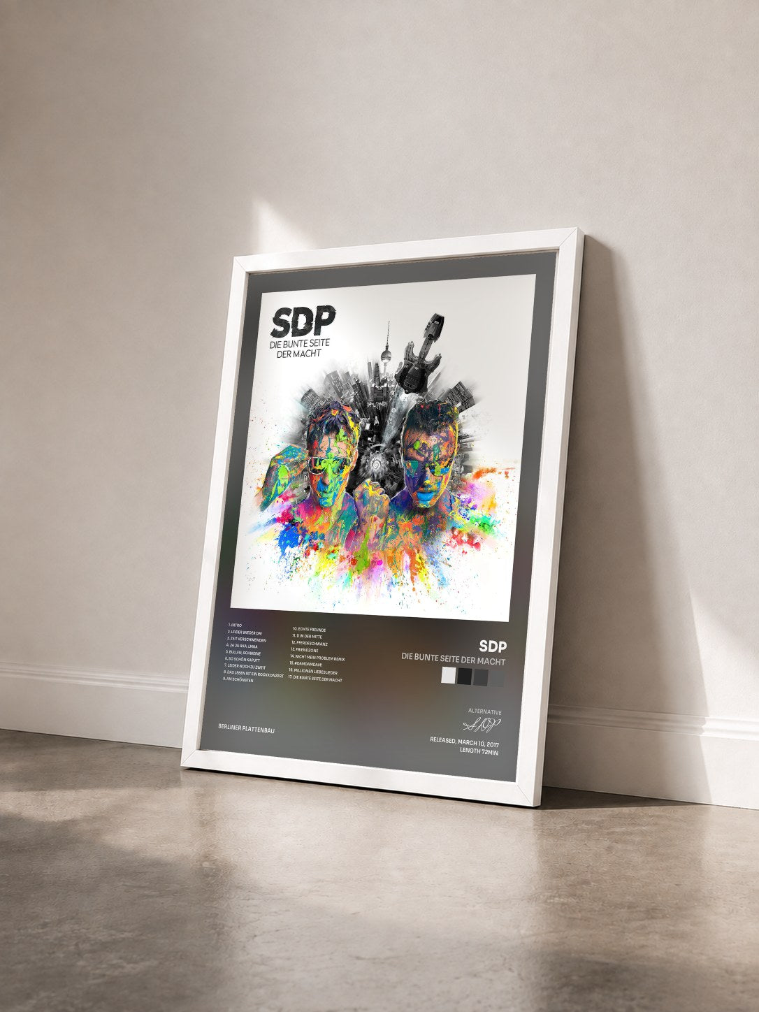 #blanc Tableau de l'album Die bunte Seite der Macht de SDP vu de trois quarts, cadre blanc