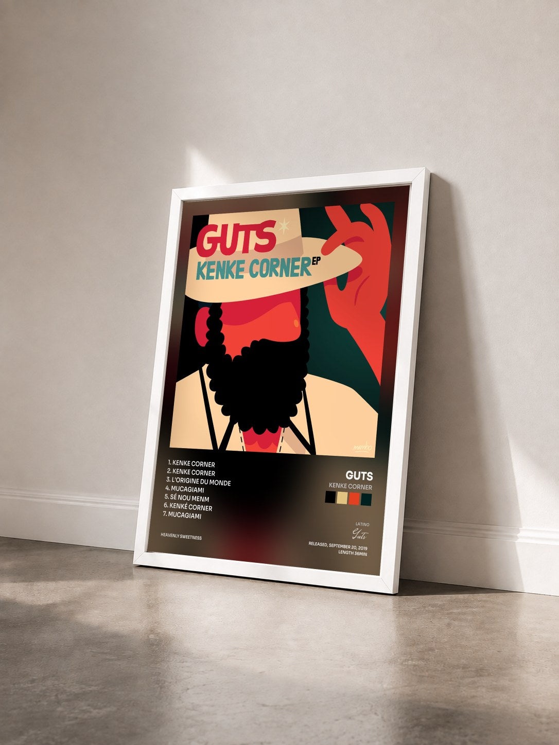 #blanc Tableau de l'album Kenke Corner de Guts vu de trois quarts, cadre blanc