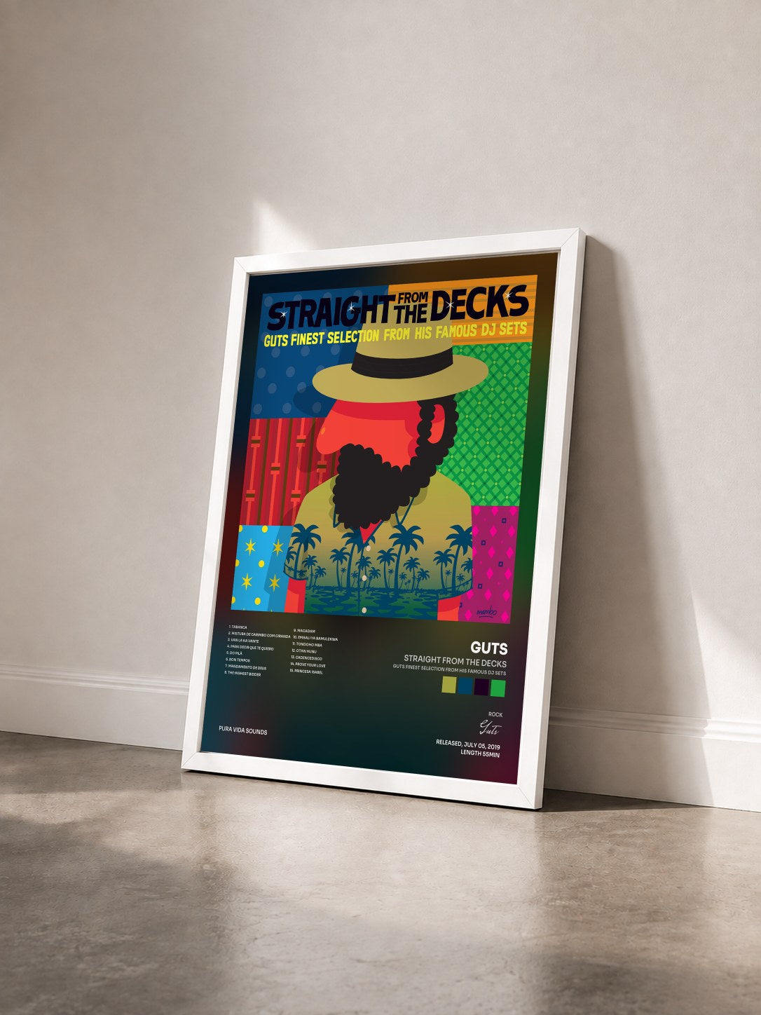 #blanc Tableau de l'album Straight from the Decks (Guts Finest Selection from His Famous DJ Sets) de Guts vu de trois quarts, cadre blanc