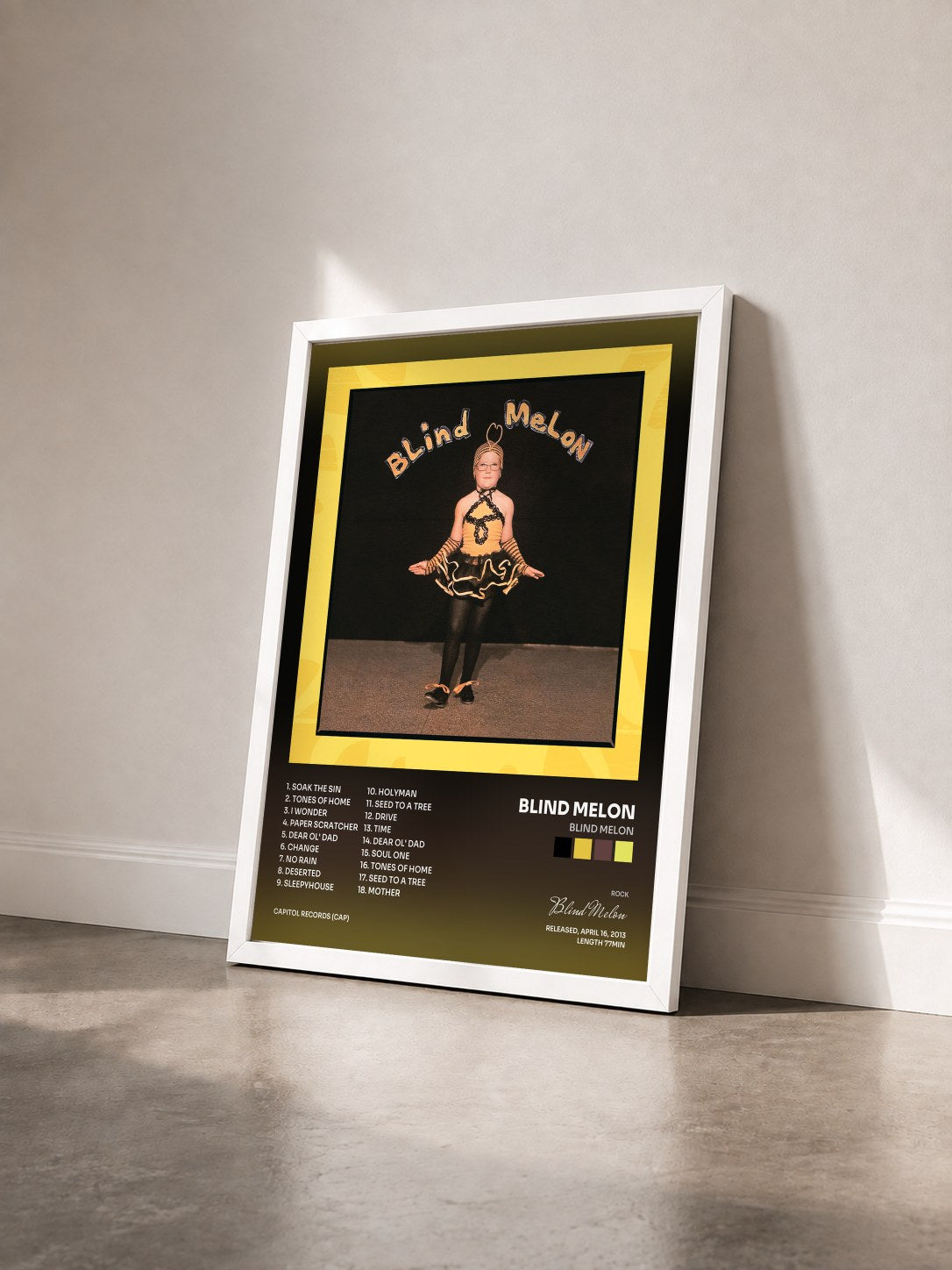 #blanc Tableau de l'album Blind Melon de Blind Melon vu de trois quarts, cadre blanc