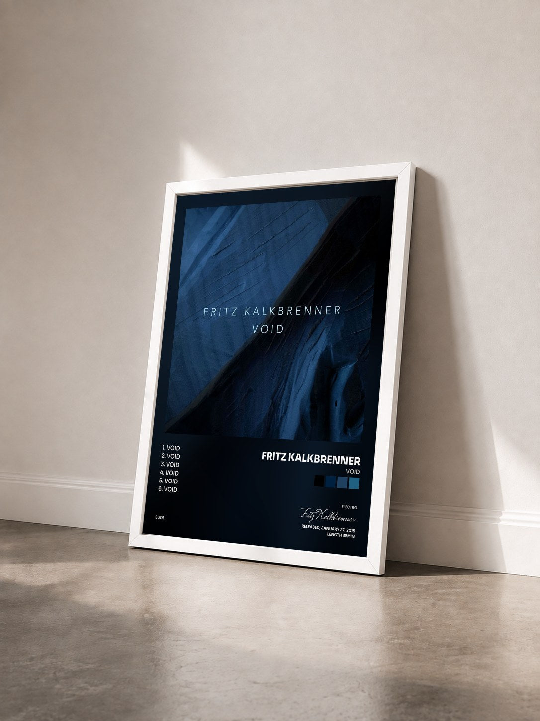 #blanc Tableau de l'album Void de Fritz Kalkbrenner vu de trois quarts, cadre blanc