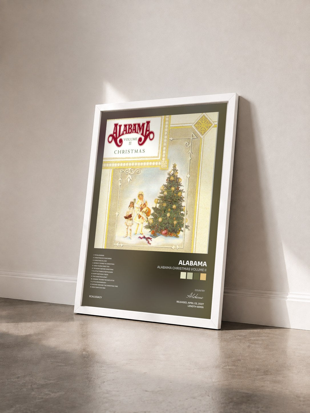 #blanc Tableau de l'album Alabama Christmas Volume II de Alabama vu de trois quarts, cadre blanc
