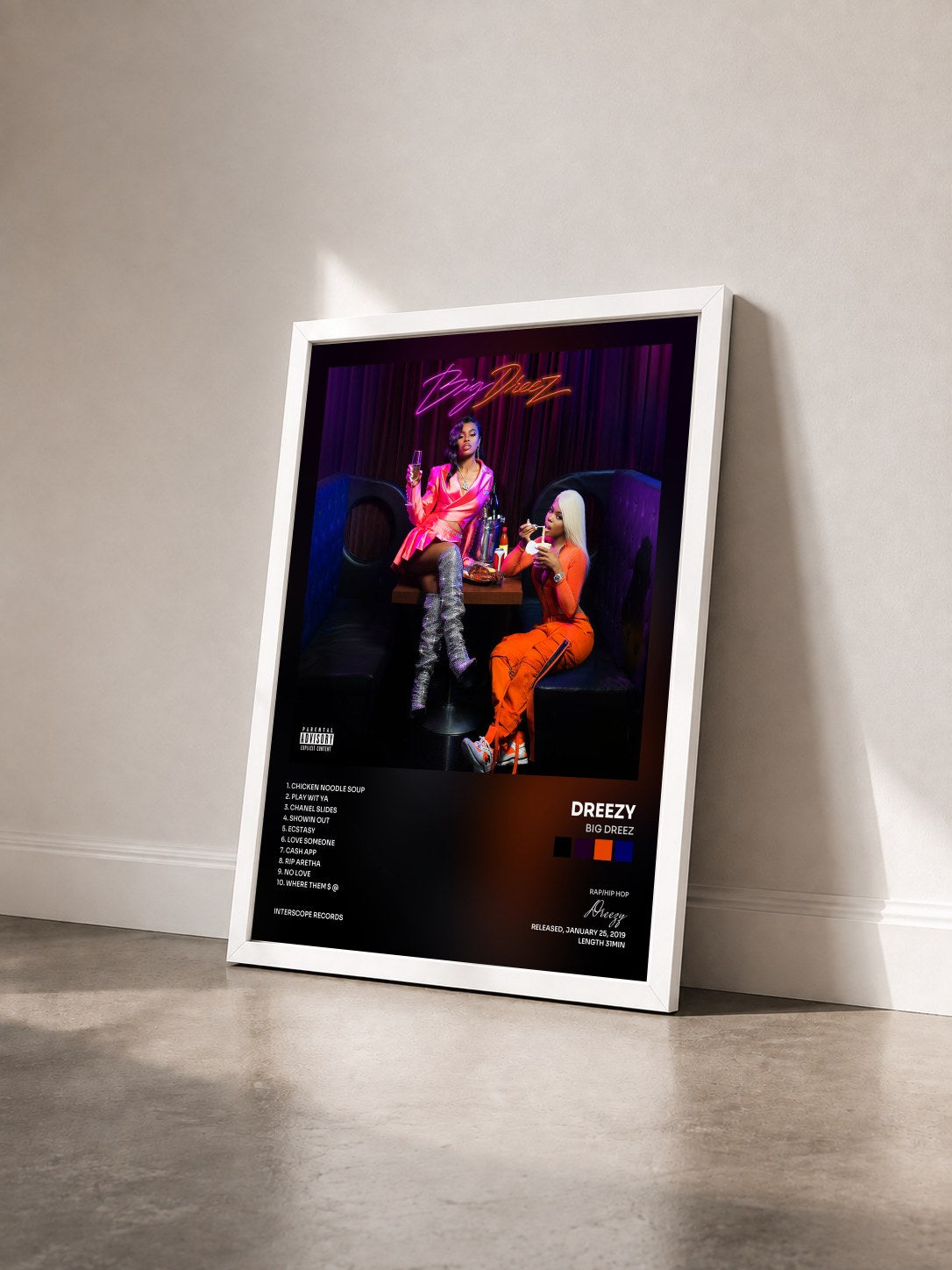 #blanc Tableau de l'album Big Dreez de Dreezy vu de trois quarts, cadre blanc