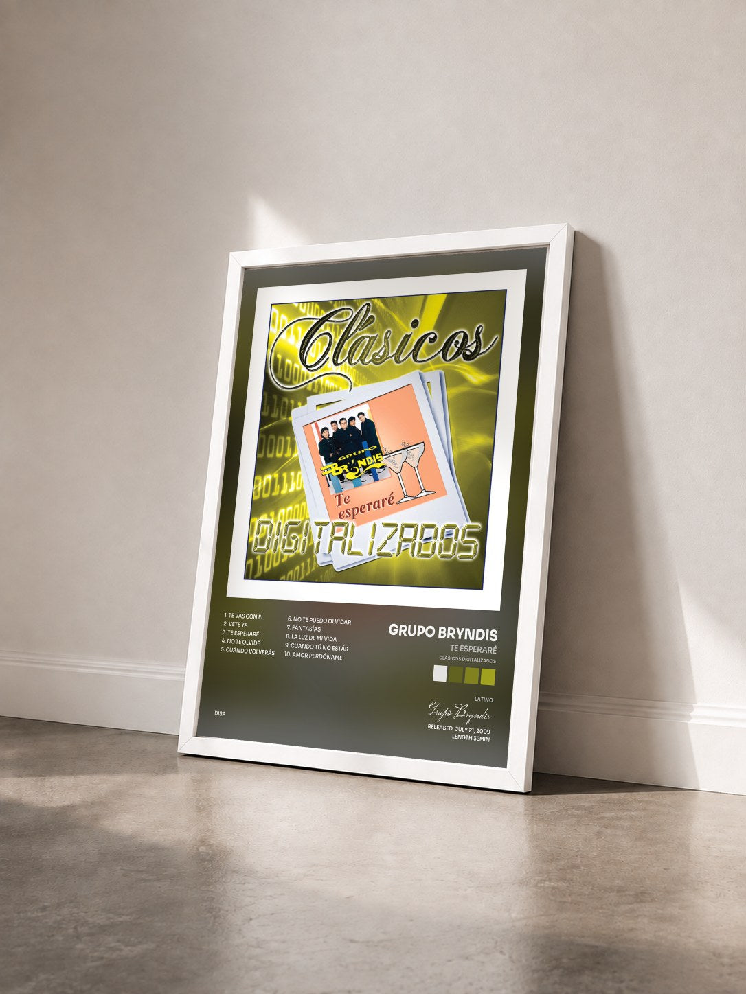 #blanc Tableau de l'album Te Esperaré (Clásicos Digitalizados) de Grupo Bryndis vu de trois quarts, cadre blanc