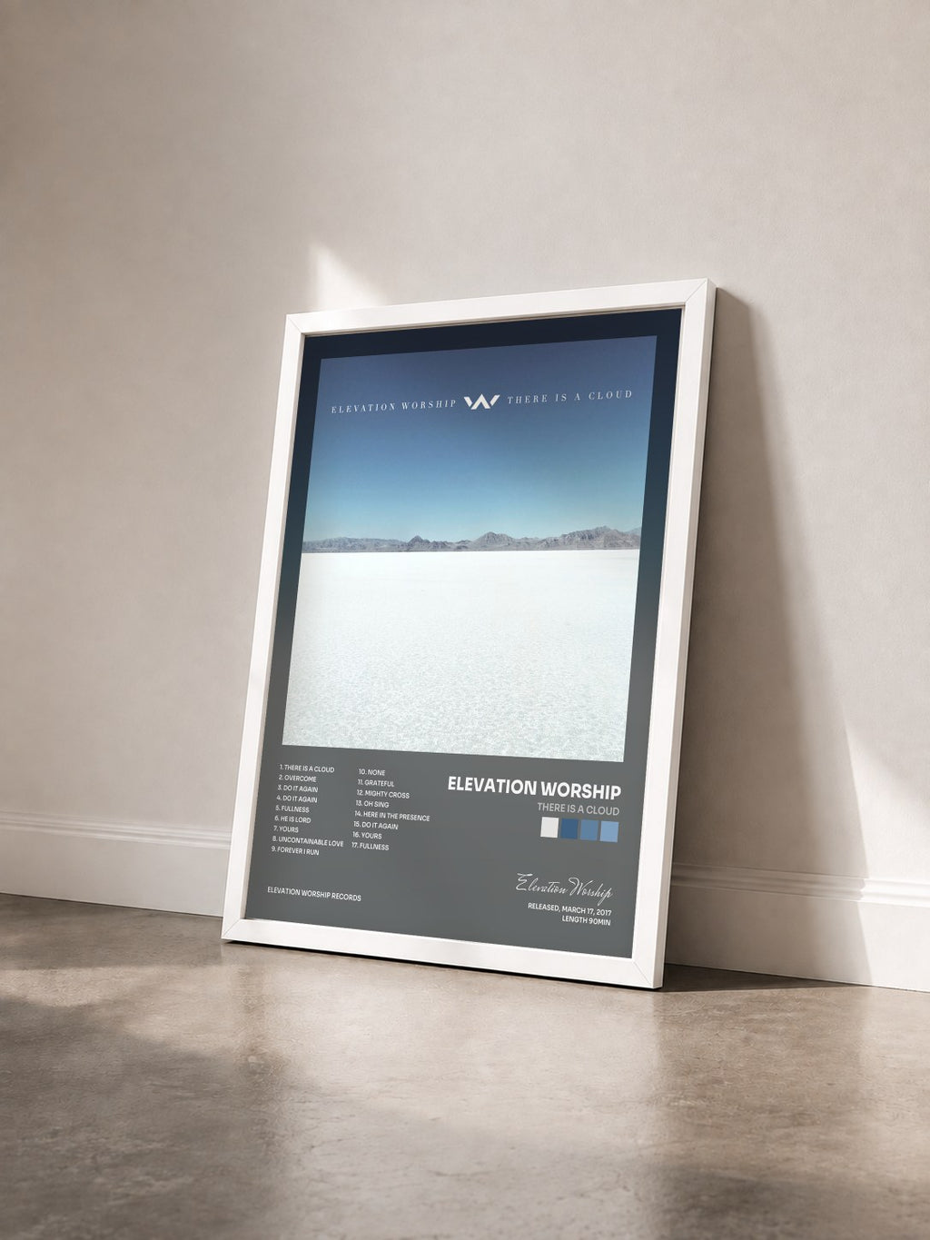 #blanc Tableau de l'album There Is a Cloud de Elevation Worship vu de trois quarts, cadre blanc