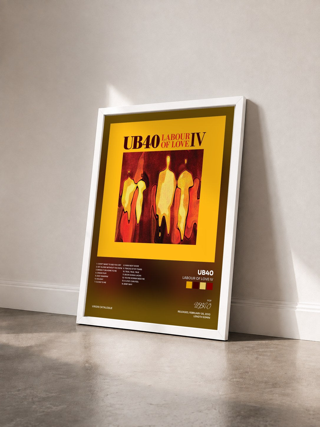 #blanc Tableau de l'album Labour Of Love IV de UB40 vu de trois quarts, cadre blanc