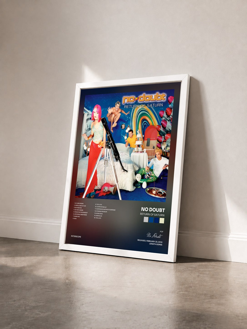 #blanc Tableau de l'album Return Of Saturn de No Doubt vu de trois quarts, cadre blanc