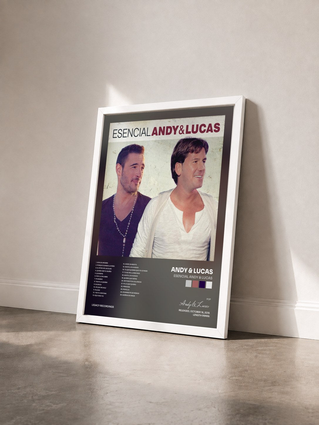 #blanc Tableau de l'album Esencial Andy & Lucas de Andy & Lucas vu de trois quarts, cadre blanc