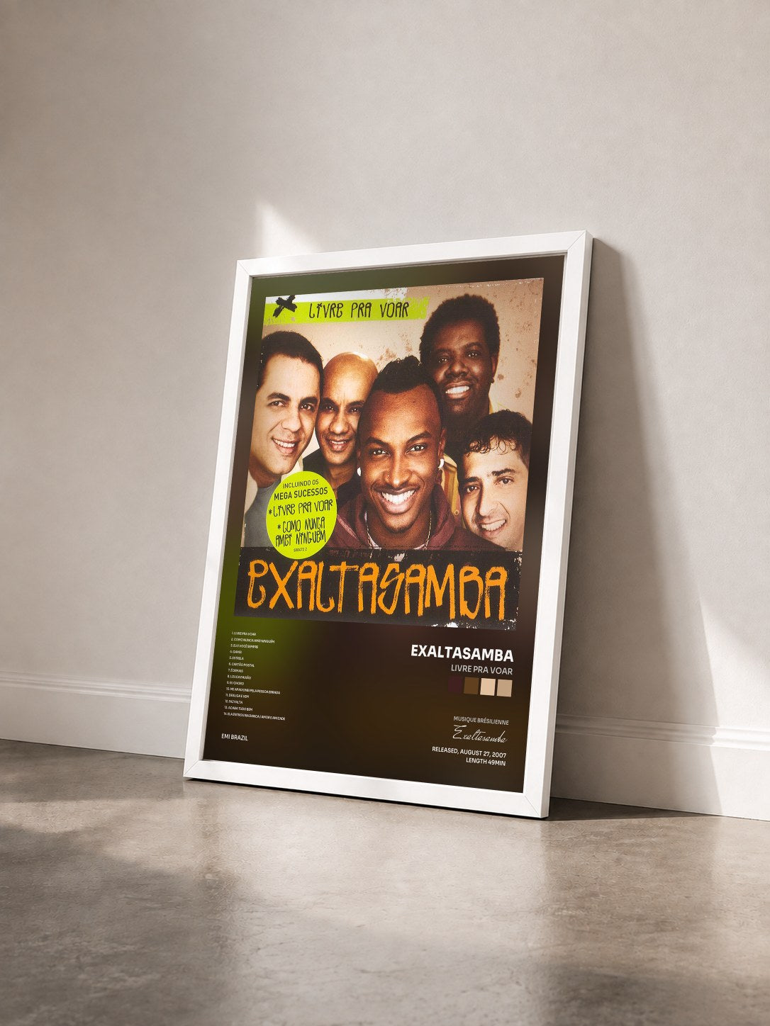 #blanc Tableau de l'album Livre Pra Voar de Exaltasamba vu de trois quarts, cadre blanc