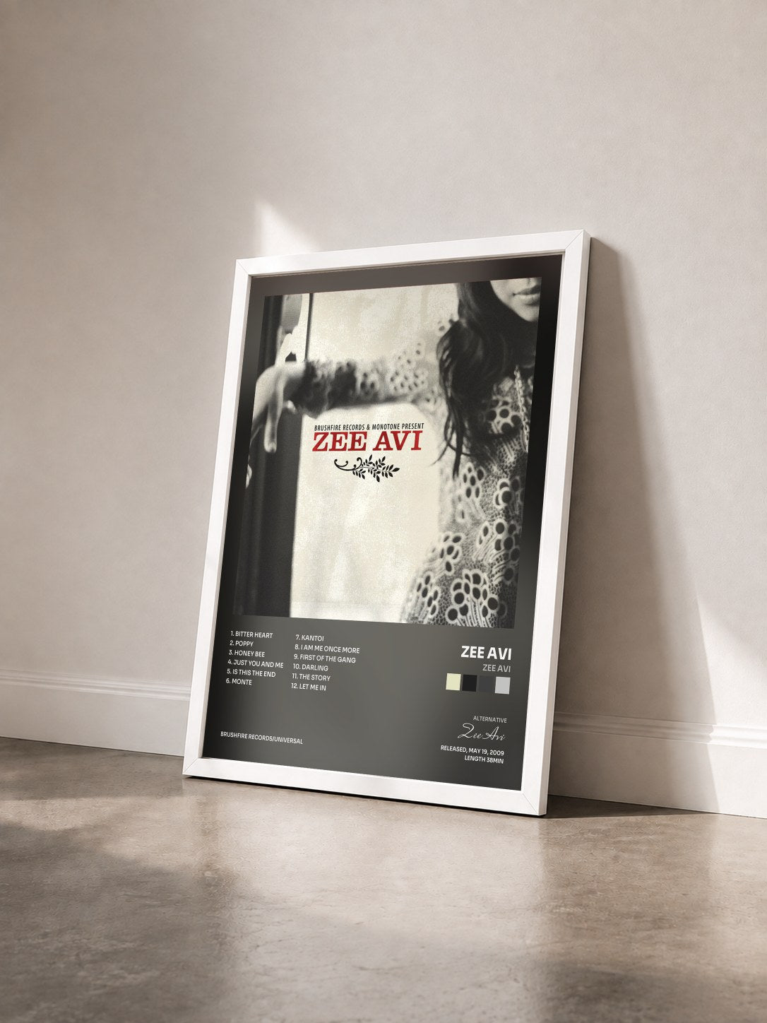 #blanc Tableau de l'album Zee Avi de Zee Avi vu de trois quarts, cadre blanc