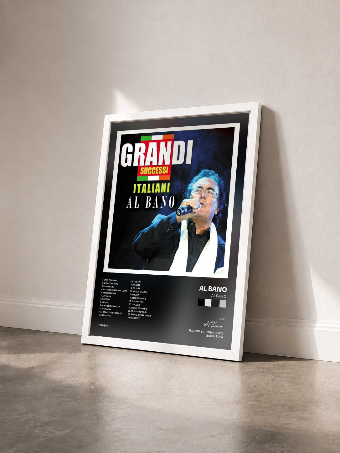 #blanc Tableau de l'album Al Bano de Al Bano vu de trois quarts, cadre blanc